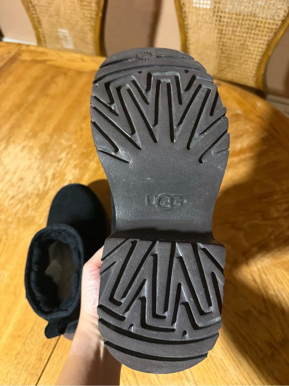 UGG Black Classic Ultra Mini New Heights Shearling Boots Women's